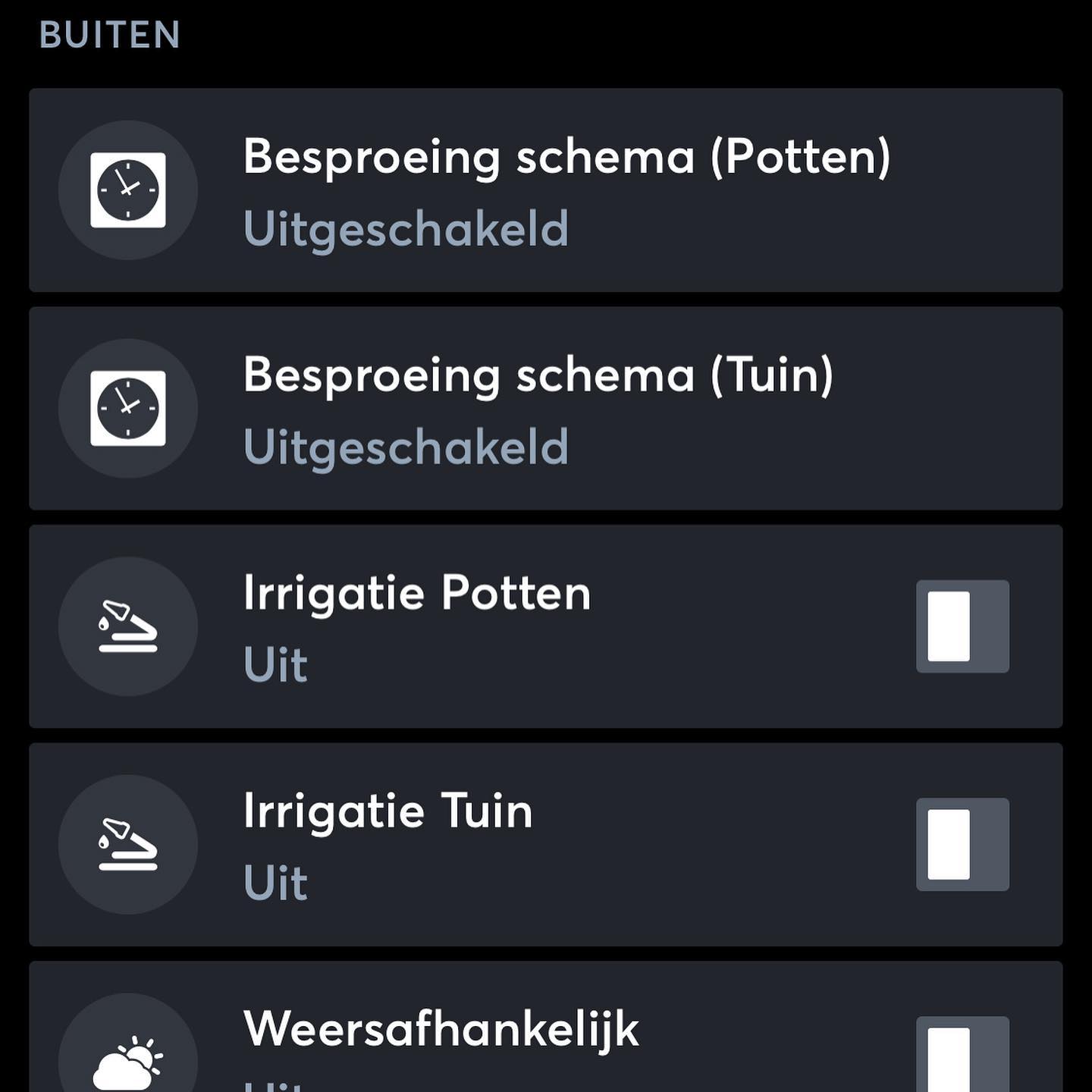 Tuinirrigatie zones aangestuurd via Loxone
